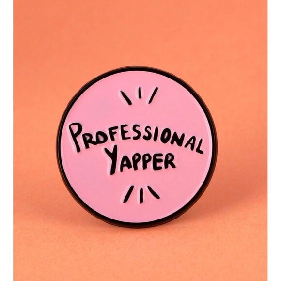 PROFESSIONAL YAPPER Pink Backpack Lapel Enamel Pin NEW - Picture 2 of 2